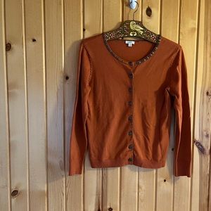 J. Jill Embroidered Cardigan - small, burnt orange